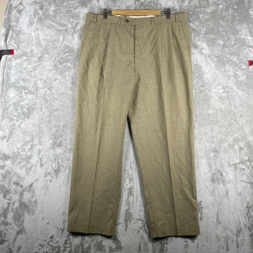 Vintage Ralph Lauren Double Pleated Pants Slacks Mens 40x30 Plaid Wool Preppy